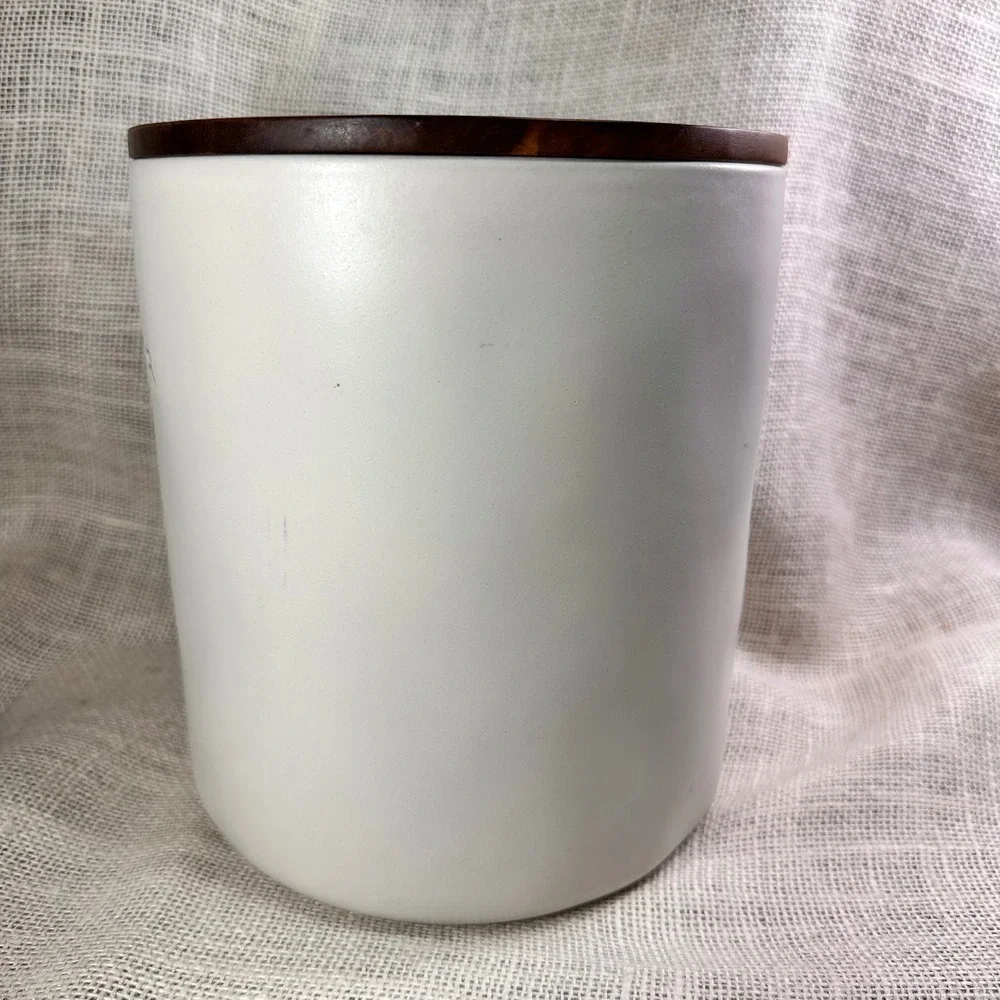 Hearth and Hand Magnolia Stoneware Flour Canister Cream Acacia Wood Lid